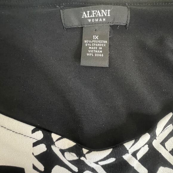 Alfani Woman Knit Tunic Top XL Black Coral Geometric Long Sleeve flaw - Picture 4 of 6